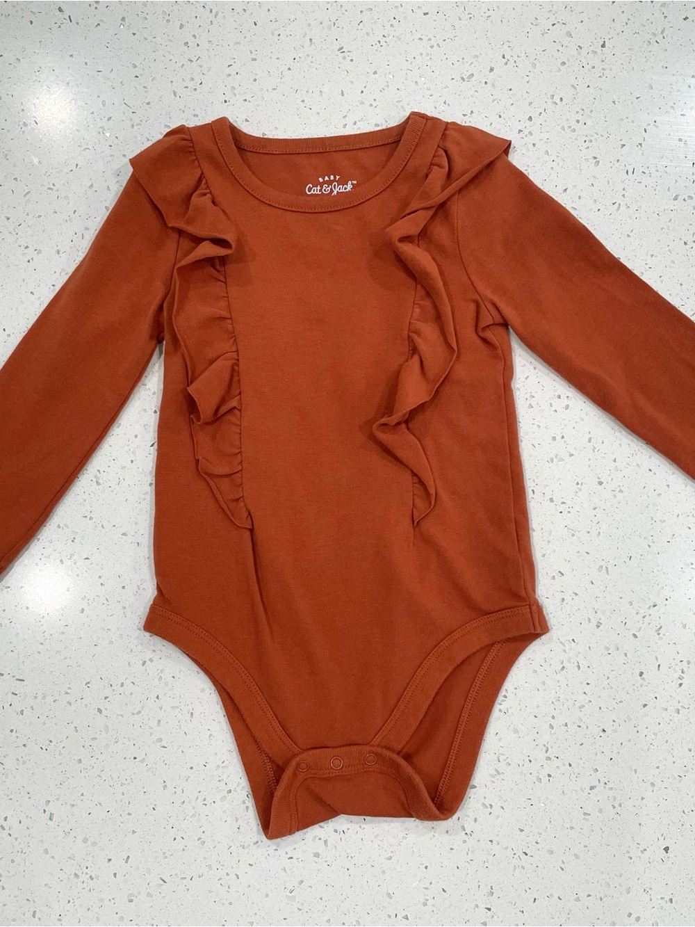 Cat & Jack Rust Orange Ruffle Long-Sleeve Bodysuit